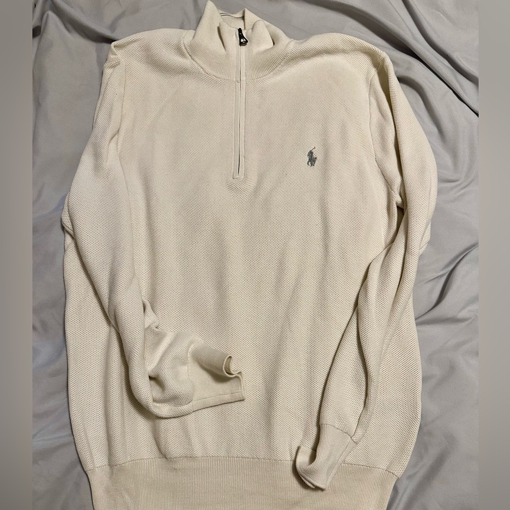 Ralph Lauren Men's cream/ Beige Zip-Up Sweater